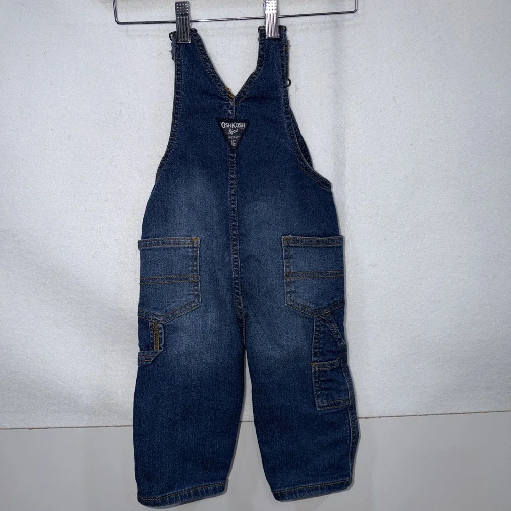 Infant Oshkosh B Gosh Denim Overalls Size 12 Months Bibs Country‎ Outdoor Snap